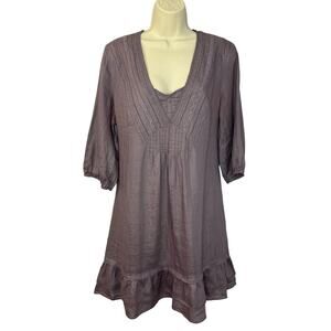 Wrap V neck Tunic Top Dress Lace Detail Lagenlook Relaxed Ruffle Women's Large